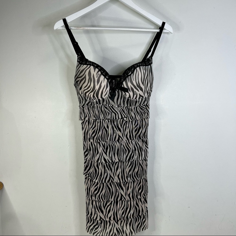 XOXO Lace Trim Zebra (Animal) Print Lingerie Cami Bra Size XL - Picture 2 of 8